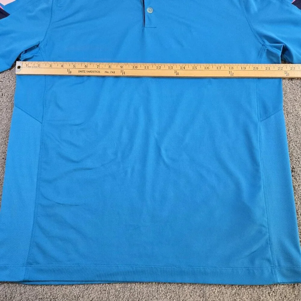 Nike Golf Tour Performance Mens Large Blue Stripe Short Sleeve Polo‎ Dri-Fit
